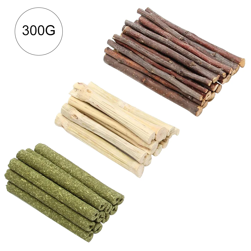 Rama de manzana seca de 300g para mascotas, palo Molar para césped palos para hámster, Gnawing, oso dorado de bambú, conejo