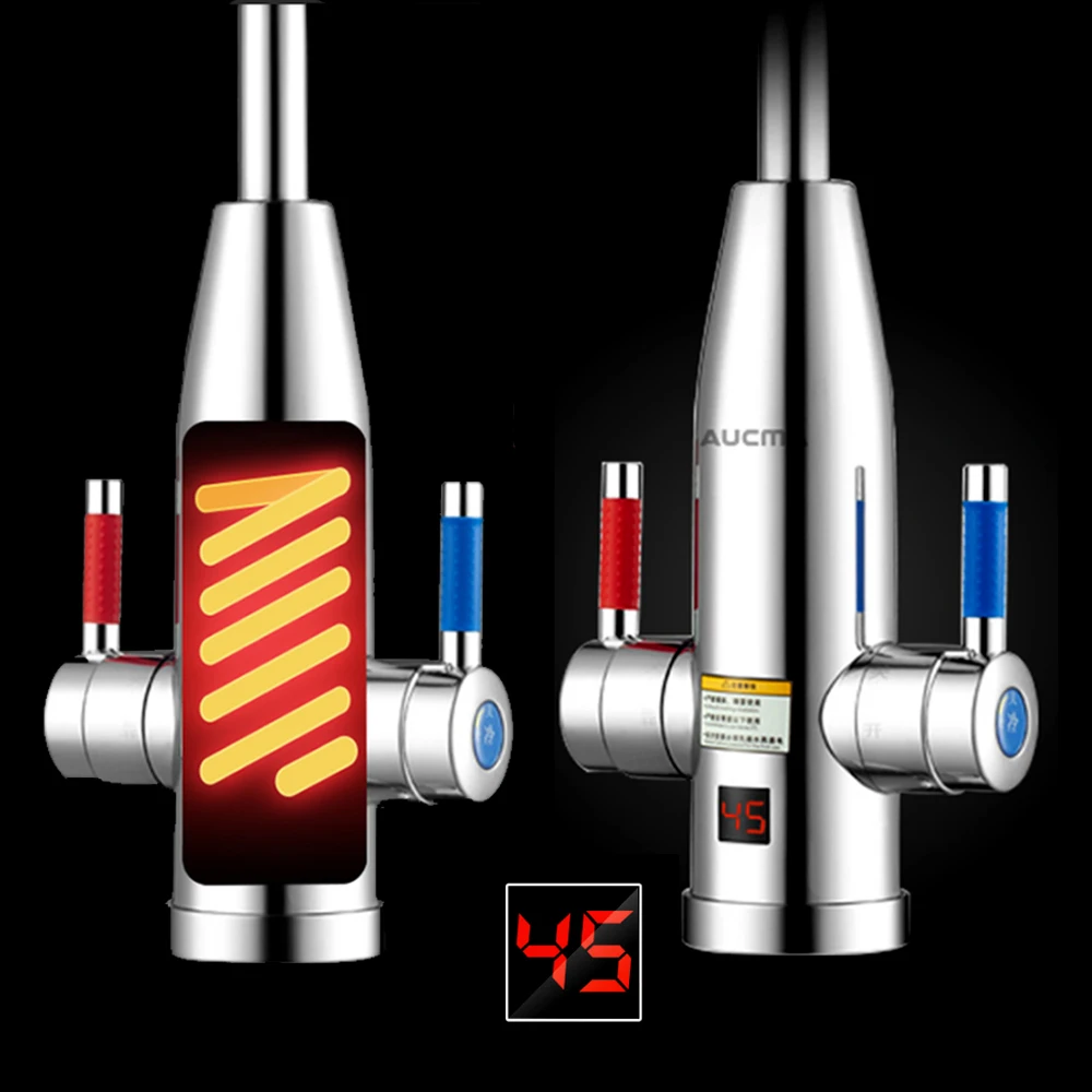 Электрический кран для душа с мини-подогреватель для воды без резервуара, Мгновенный водонагреватель для раковины, кран 220 в 3000 Вт