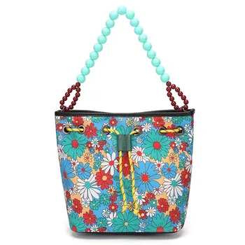 

Fashion Daisy Canvas Bucket Bag Floral Purse and handbags Bead Ladies hand bag Drawstring Crossbody Bags for Women Shoulder Bag