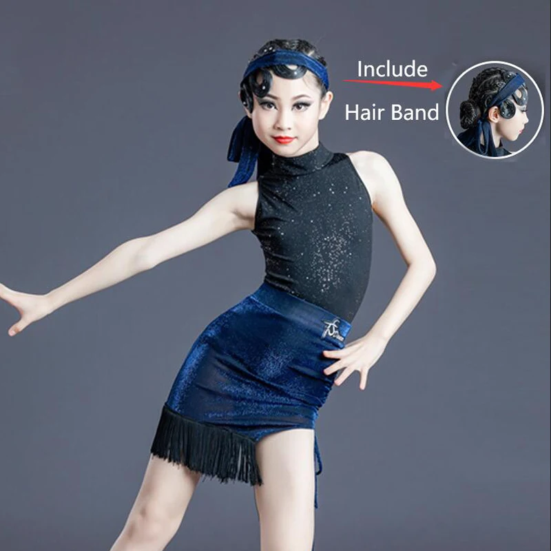 

2023 Latin Dance Dress Children's Girls Practice Clothes Latin Performance Dance Dress Ballroom Competition Costumes SL4673