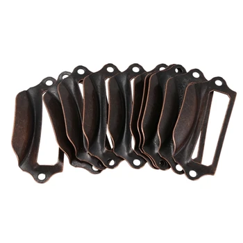 

Retro Style Library File Drawer Tag Label Holder Pull Handle 10pcs
