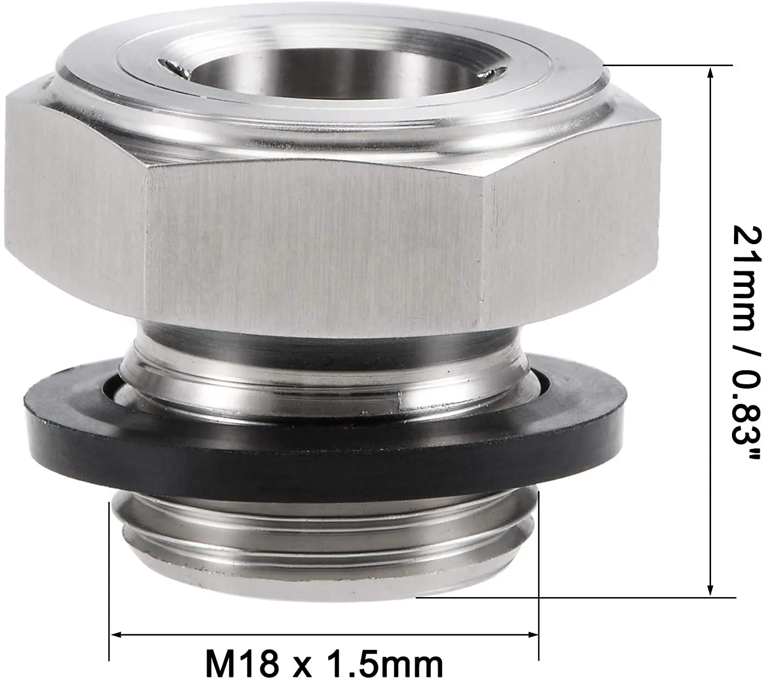 M18x1.5 Thread Stainless Steel 304 Oil Sight Glass Oil Viewports Liquid Indicator Window For Air Compressor Gearbox Roots Blower