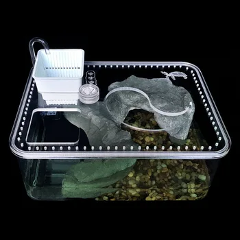 

Aquarium Reptile Bredding Box Tortoise Tank Kit Turtle Habitat Tank Fish Tank Mini Tank Desktop Mini Accessories Decoration Pet