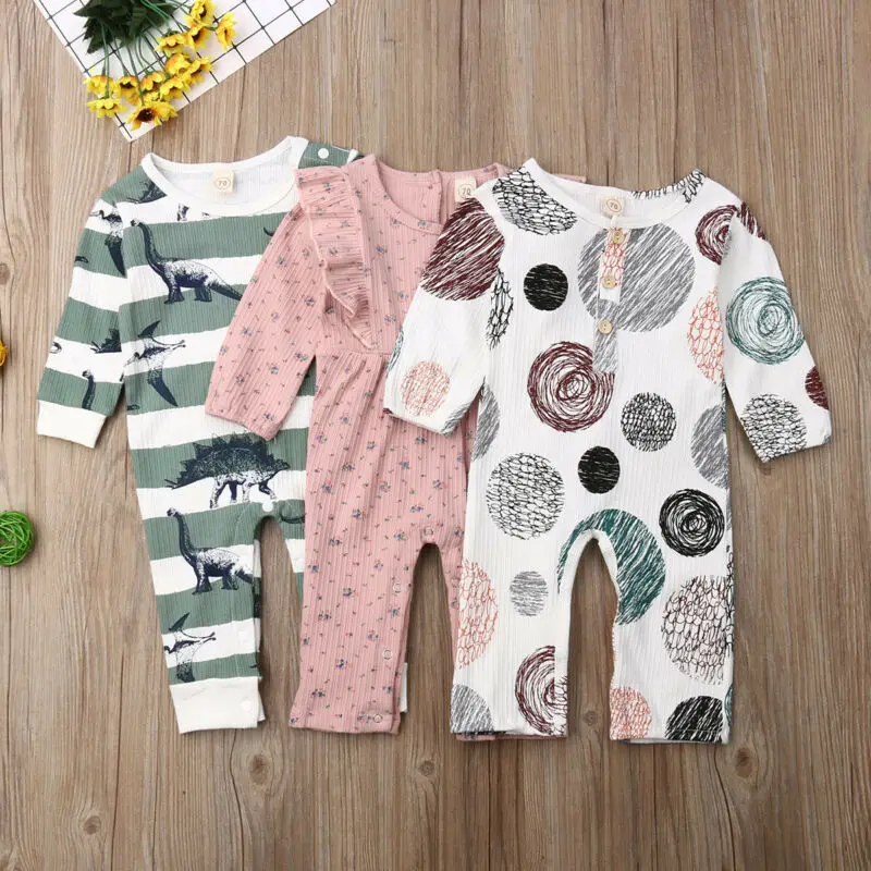 Pudcoco/Коллекция года; милая осенняя одежда для новорожденных девочек; комбинезон с принтом; теплый комбинезон с динозавром; одежда