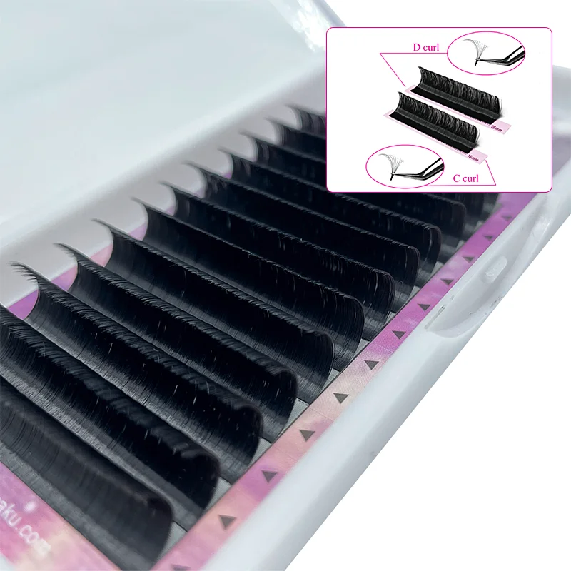 

Fast Ship 12rows/case C/D Curl blooming autofans eyelash easy fanning lashes mega volume fan Russian volume lashes make up cilia