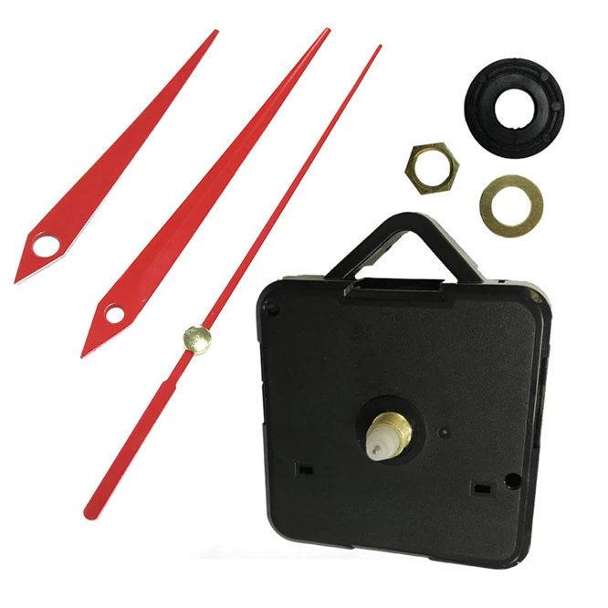 

10sets/lot Wall Clock Mechanism short Axis Quartz Clock Movement red hands Mute Slab Dedicated Thread Axis 13mm shaft with hook