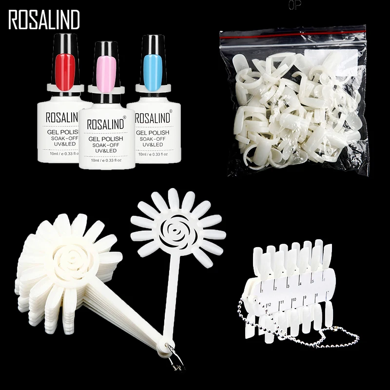 Накладные ногти ROSALIND цветная карточка для нейл арта инструменты практики