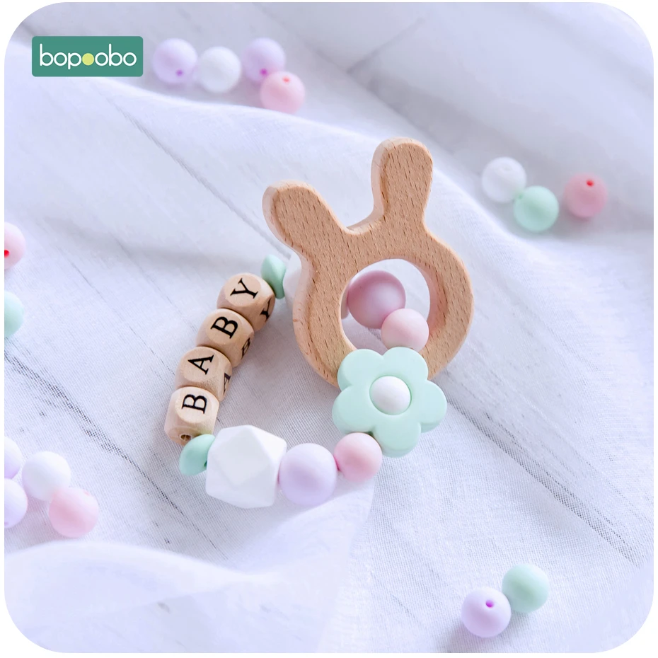 Bopoobo 1 шт. пищевая игрушка в виде животного без БФА, силиконовый бисер, погремушка для малышей DIY новорожденное персонализированное зубное кольцо, браслет