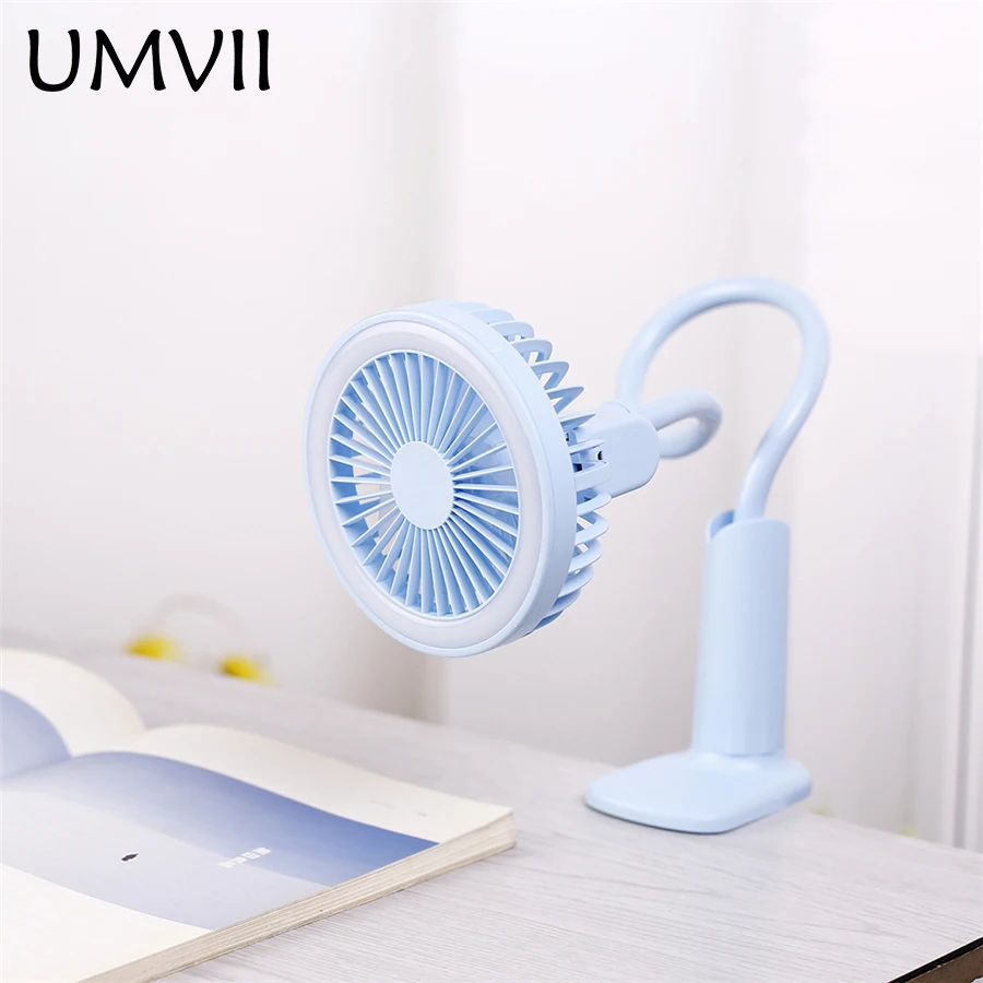 

2019 New Adjust Direction Clip Fan with 1500mah Rechargeable Battery USB Charge Table Fan with Desk Lamp