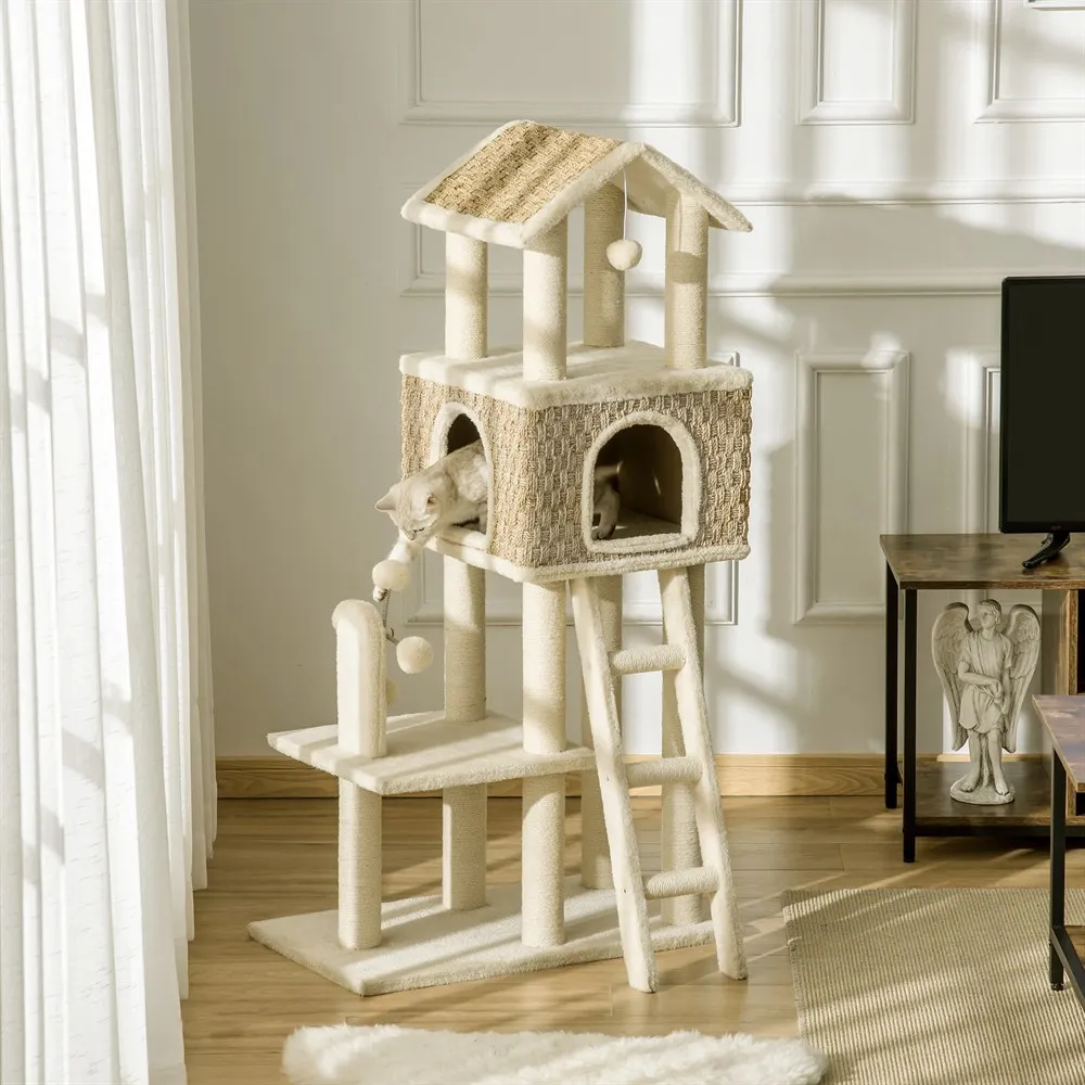 PawHut Cat Tree House, 131H cm