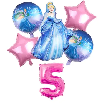 

6pcs Cinderella Aurora Elsa Belle Snow White Princess Foil 30 inch Balloons Set Baby Birthday Party Decorations kids Helium Ball