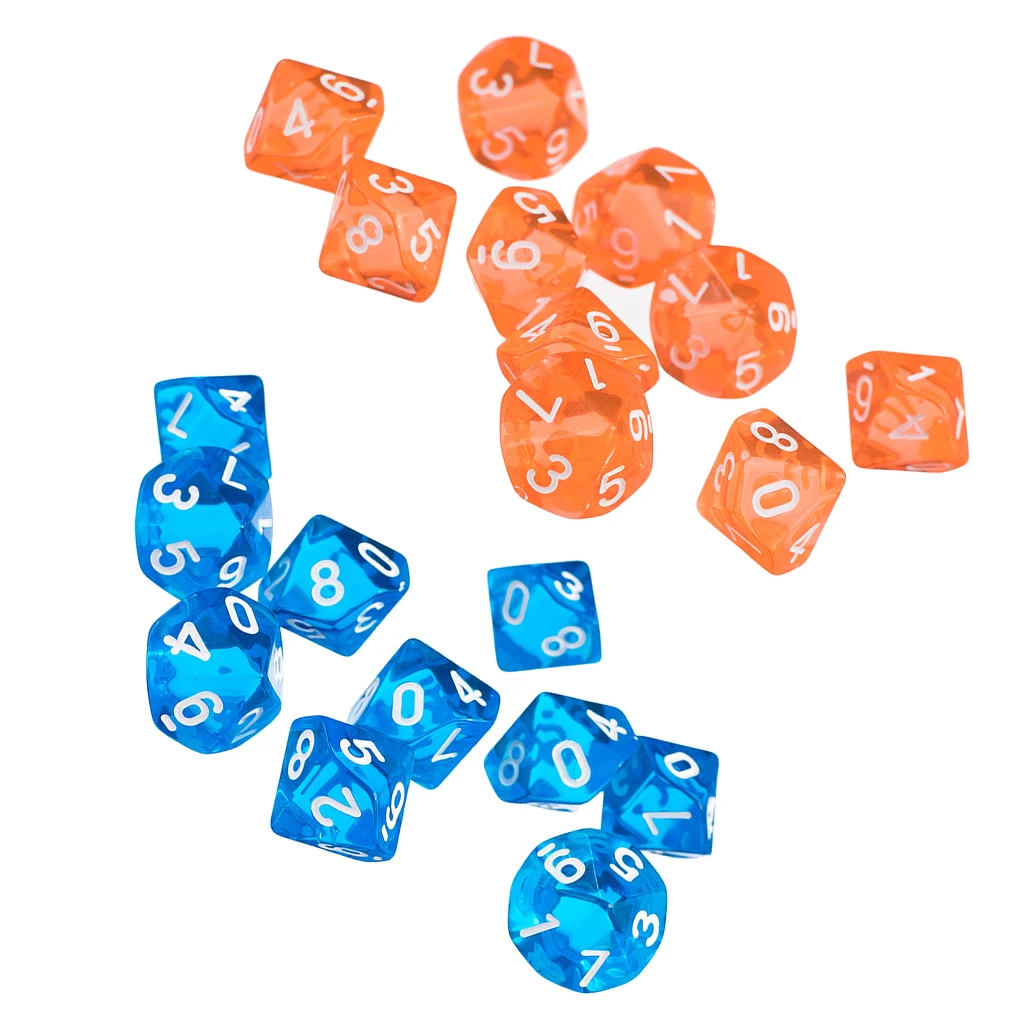 20pcs/Set Transparent 10-Sided Role Playing Game Dices Die Set