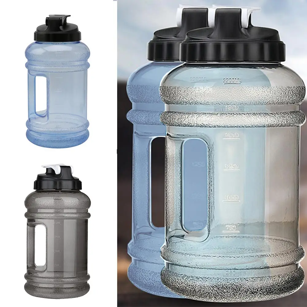 2.2L Large Capacity With Handle Durable Storage Outdoor Work Out Fitness Transparent Portable Water Bottle