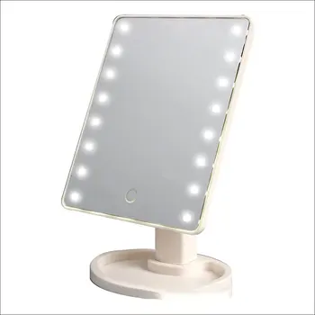 

Make-Up Mirror With 16 Leds Cosmetic Mirror With Touch Dimmer Battery Operated Stand For Tabletop Bathroom Travel