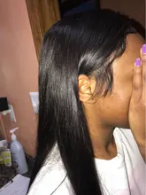 La srta. negro brasileño sin costuras recto 13x4 frente de encaje pelucas de cabello humano Marrón Medio, 4x4, cierre de encaje suizo peluca para las mujeres negras