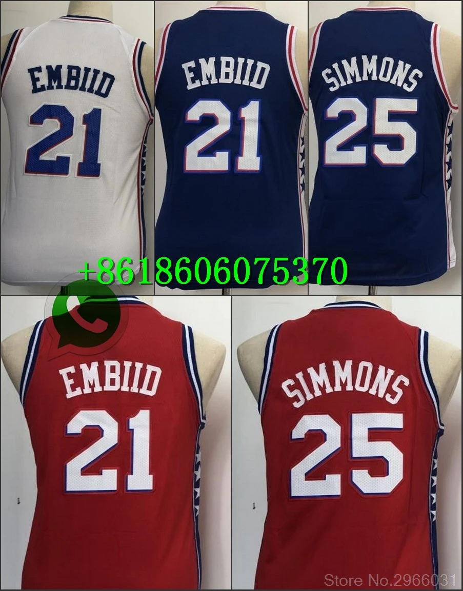 А+++ качество Молодежный#25 Бен Симмонс 21 Joel Джерси embiid Philadelphia