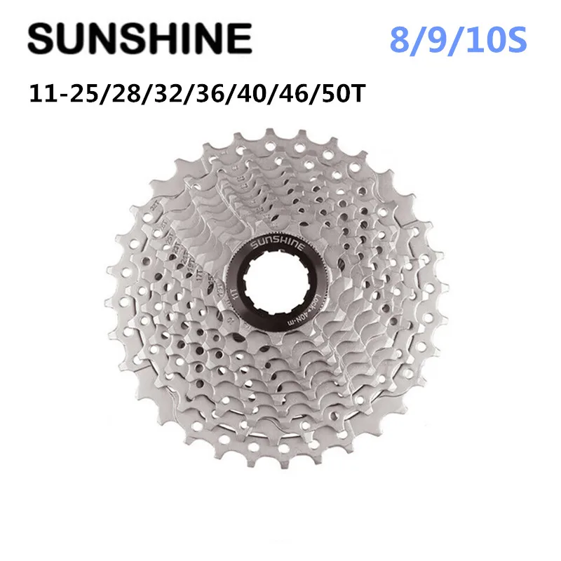 

SUNSHINE Cassette Flywheel 8/9/10 Speed Freewheel MTB Road Bike Bicycle 25/28/32/36/40/42/46/50T Sprocket