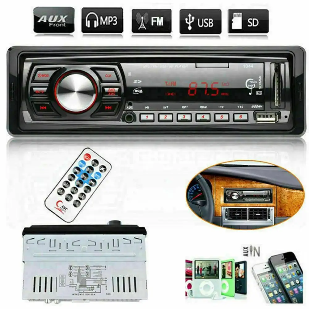 Автомагнитола Автомобильный MP3-плеер Hands-Free автомобильный fm-радио Mp3 с Usb/Aux интерфейсом Автомобильный MP3-плеер автозапчасти