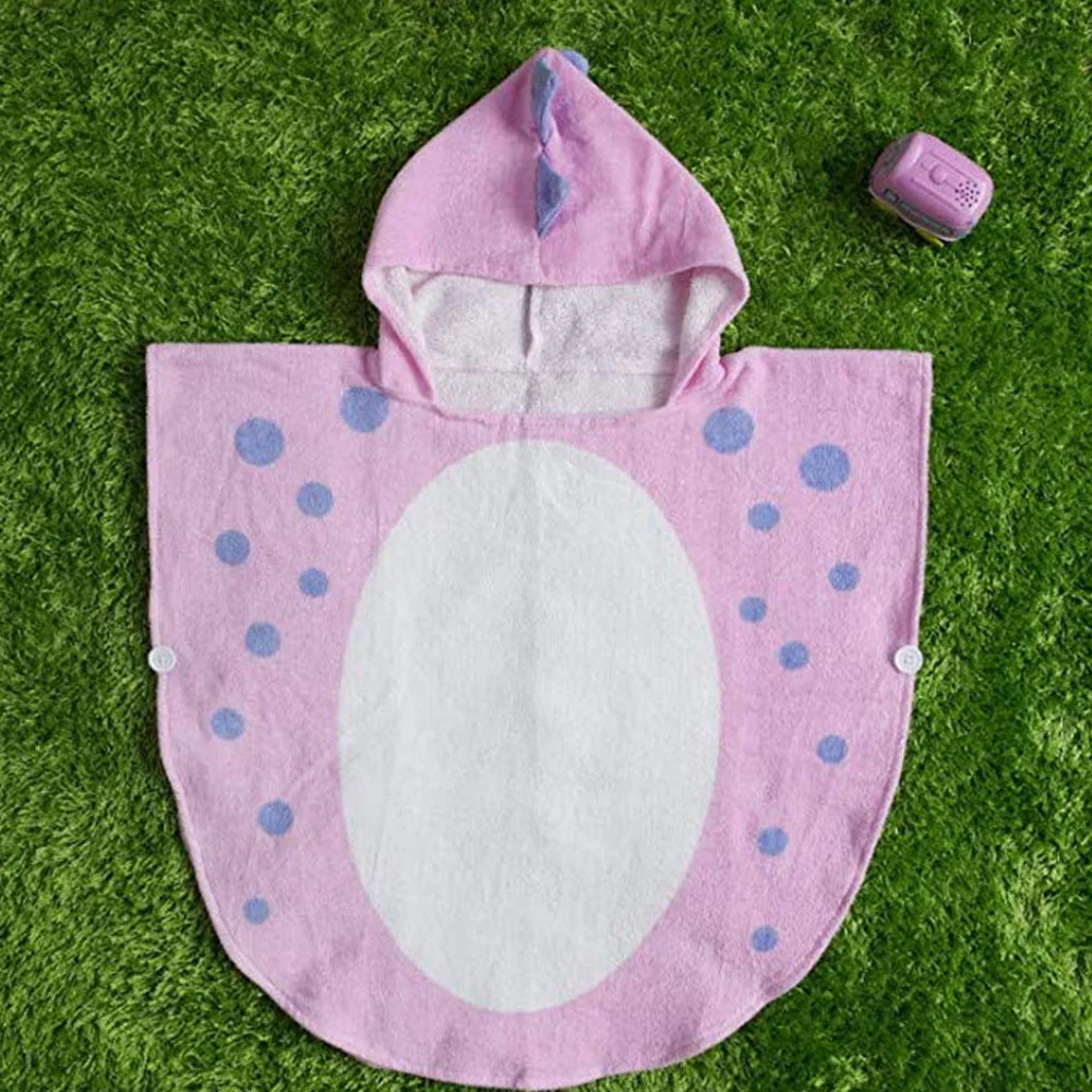 Одежда для плавания, впитывающий воду, Детский мягкий халат, пляжное пончо с капюшоном и рисунком динозавра, хлопковое, дышащее