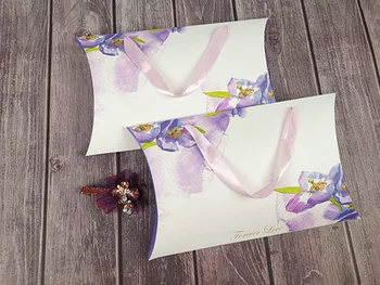 

10pcs Purple Pillow Shape Box, large Candy Gift Pillow Wedding Packing Box for gifts Package