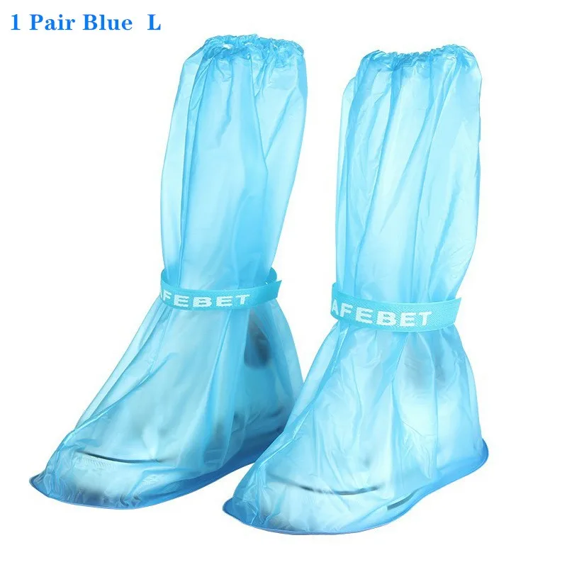 1 пара водонепроницаемых защитных чехлов для обуви и ботинок унисекс с лентами; Чехлы для дождливой обуви с высоким берцем; нескользящие Чехлы для дождливой обуви - Цвет: L