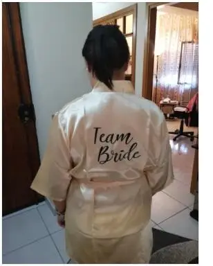 new bride bridesmaid robe with white black letters mother sister of the bride wedding gift bathrobe kimono satin robes