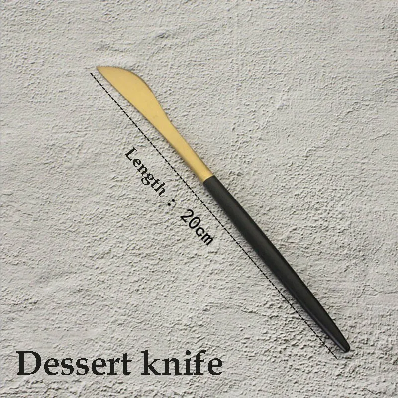 knife 20cm Черный набор посуды 304 набор столовых приборов из нержавеющей стали набор ножей вилка, ложка, Посуда свадебный Западный кухонная посуда набор - Цвет: knife 20cm