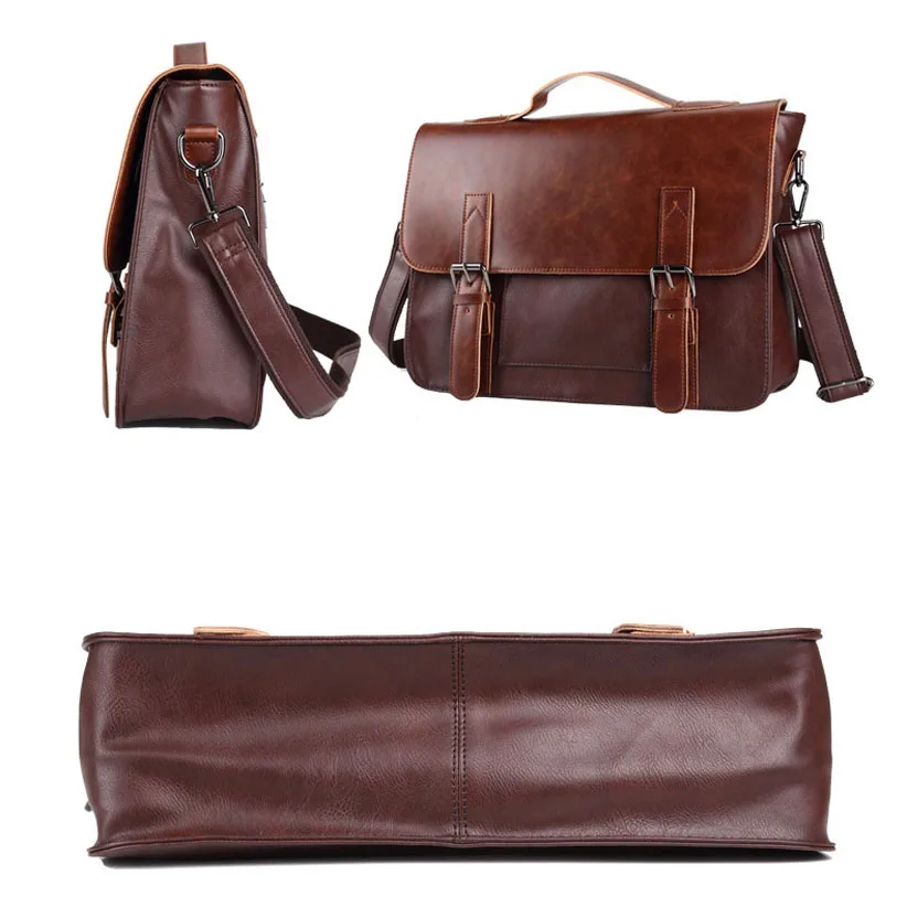 Деловая мужская офисная сумка утолщенный кожаный портфель для ноутбука 14 дюймов