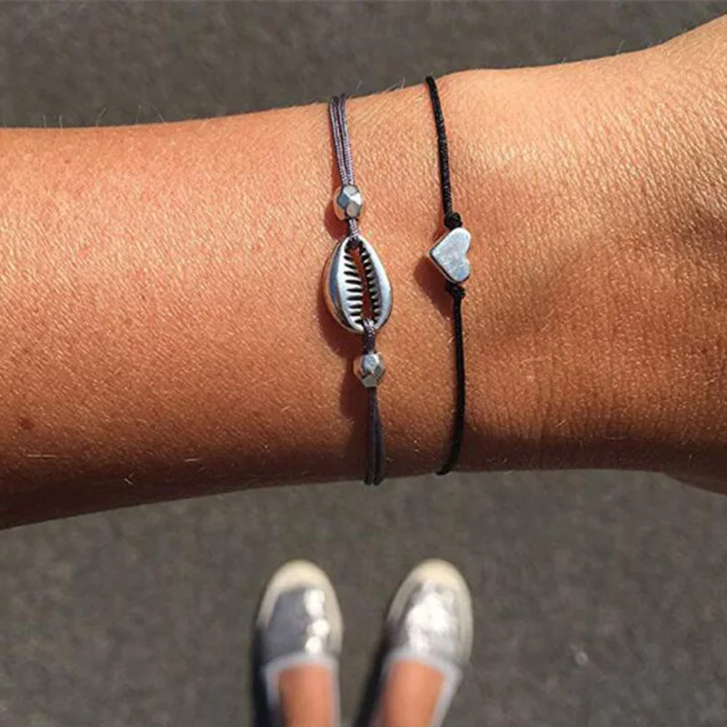 Style 6 HOCOLE Fashion Punk Gold Chain Bracelet Set For Women Moon Leaf Crystal Open Cuff Bangles Bracelets Female Charm Beach Jewelry - Окраска металла: Style 6