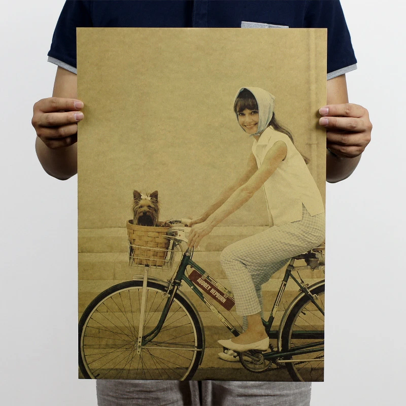 Audrey Hepburn Vintage Classic Series Movie Poster Retro Kraft Paper Room Decoration Stickers Cafe Wall Decor Wall Sticker Gift