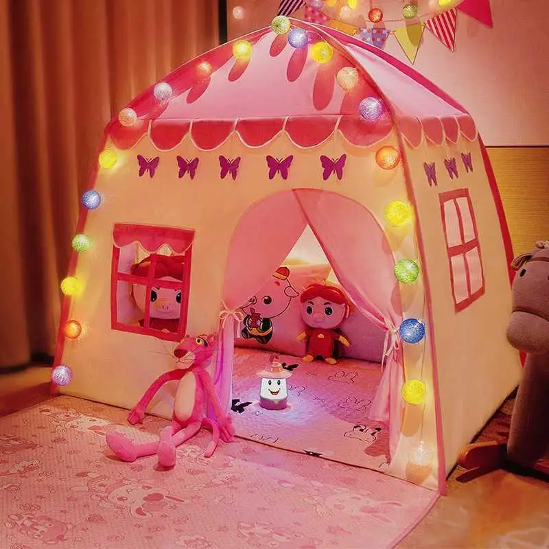 Tienda de campaña de juguete para niños, casa de Juegos de Princesa, habitación supergrande para gatear, tienda con forma de castillo, Princesa, juego de sala de estar, bolas de océano
