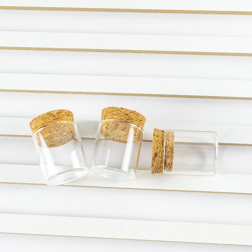 27x30x24mm 10ml Small Transparent Glass Bottle Cork Stopper Empty Crafts Decoration 10cc Bottles Food Saffron Jars Vials 12pcs 5