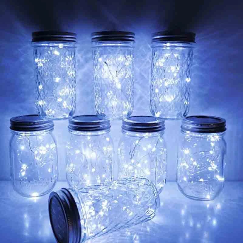 Солнечный Mason Jar крышка света, 20 светодиодный водонепроницаемый Фея Звезда Светлячок гирлянды с 6 вешалками(банка не входит в комплект), для Mason Jar G