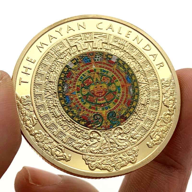 The Mayan Calendar Souvenir Coin Collectible Gold Plated Creative Gift Mayas Commemorative Coin