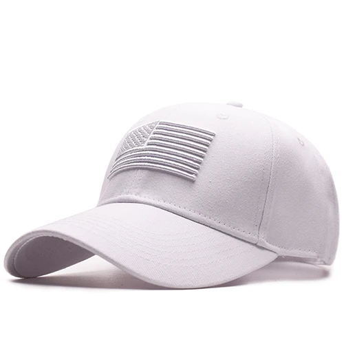 Тактическая Бейсболка мужская летняя с флагом США Солнцезащитная бейсболка Мужская модная повседневная бейсбольная кепка для гольфа шляпа для страйкбола - Цвет: Белый