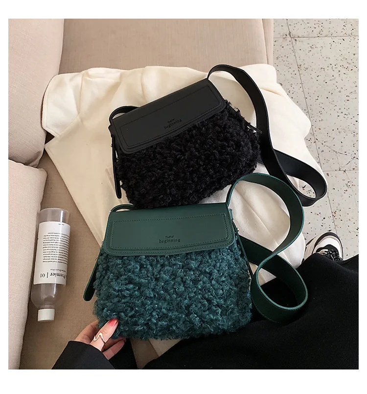 Брендовая Оригинальная дизайнерская ручная плюшевая маленькая сумка, женская сумка, новинка, Корейская Повседневная универсальная сумка-мессенджер, модная сумочка