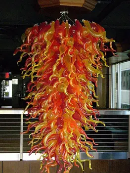 Price Free Shipping Large Classic Orange Color Murano Glass Pendant Lobby Hanging Lighting Fixture Ceiling