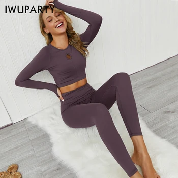 

Fashion Solid Color Two Piece Set Top Running Women Fitness Femme Tracksuit Workout Gym Sexy Tight Hip Joga Sportwear Clothing