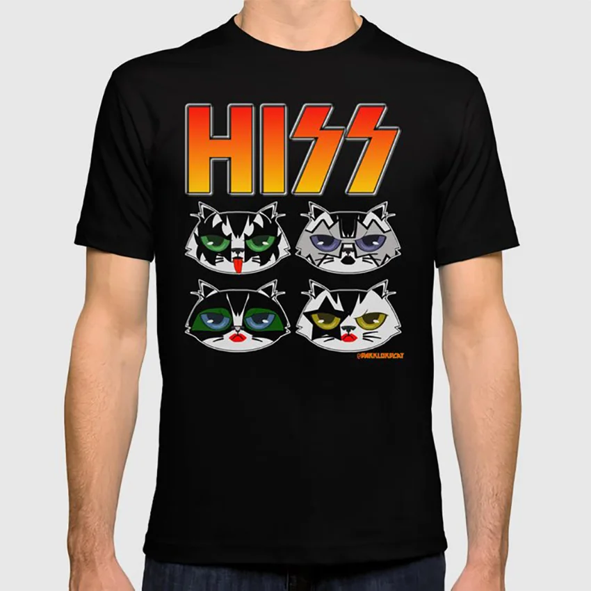 Футболка с надписью «HISS kiss», «hiss kiss», «cat», «cute cat», «funny cat», «ca», футболка