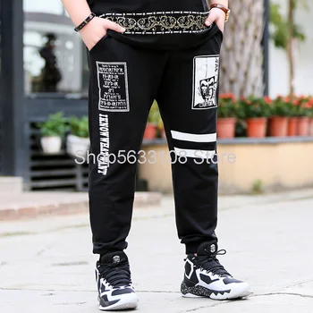 

010 Hip Hop Pattern Baolima Big Size Sports Pants Plus Fat Plus Beam Foot Leisure Pants