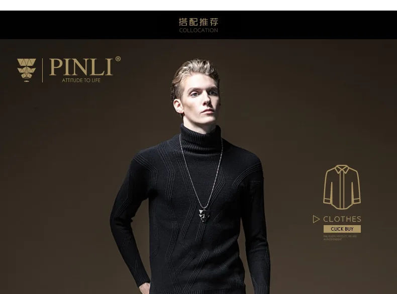 Горячая Распродажа, стандартный длинный мужской свитер Eden Park, Pinli, зимний мужской жаккардовый свитер с высокой горловиной, тренд B194310198