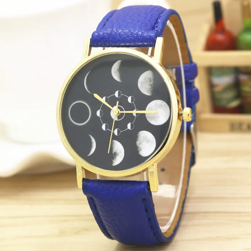 Часы-браслет Moon Phase для женщин, аналоговые кварцевые наручные часы Lunar Eclipse, креативные часы, женские часы