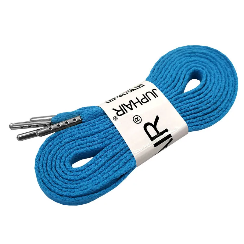 06 Sky Blue 1 пара плоских полиэфирных хлопковых шнурки под заказ с серебристыми металлическими наконечниками фиолетовые шнурки для пеших прогулок тапки шнурки для обуви черные 140 см - Цвет: 06 Sky Blue