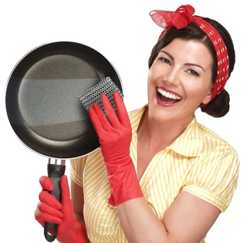 

8Inch X 6Inch Stainless Steel Cast Iron Cleaner 316L Chainmail Scrubber For Cast Iron Pan Pre-Seasoned Pan Dutch Ovens Waffle I