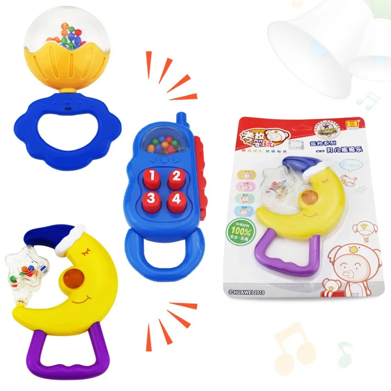 

Newborn Baby Rattles Teether Toy Teeth Biting Babies Baby Rattle Infant Bed Bell Silicone Handbell Cartoon Random