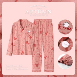 Autumn And winter Ladies Pajamas Set, Pure Cotton Long Sleeve Trousers, Fashion Homewear, Soft and Comfortable Two-Piece Set