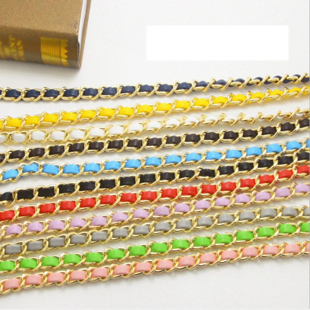 

1PC 125cm DIY Fashion Colorful Detachable Alloy Chain Handle Fish Bone Plastic Strap Shoulder Bags Accessories For Women
