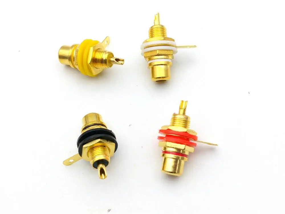 10 шт. позолоченный RCA гнездовой разъем монтажный корпус адаптер