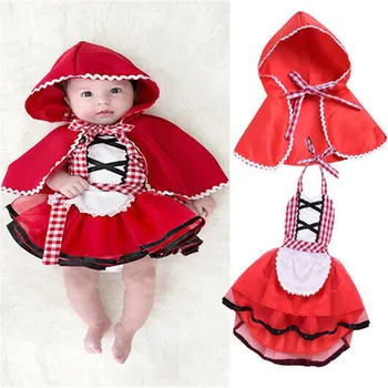 

0-24M Newborn Toddler Baby Girl Red Riding Hood With Wolf Costume Tutu Skirt Newborn Photo Props Costume+Cape Cloak Baby Outfit