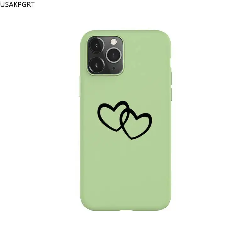 

Colorful Love Heart Phone Case for iPhone 11 Pro Max X XR XS 8 7 6s Plus Candy green Silicone Cases